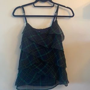 New York & Company blue and green plaid cami
